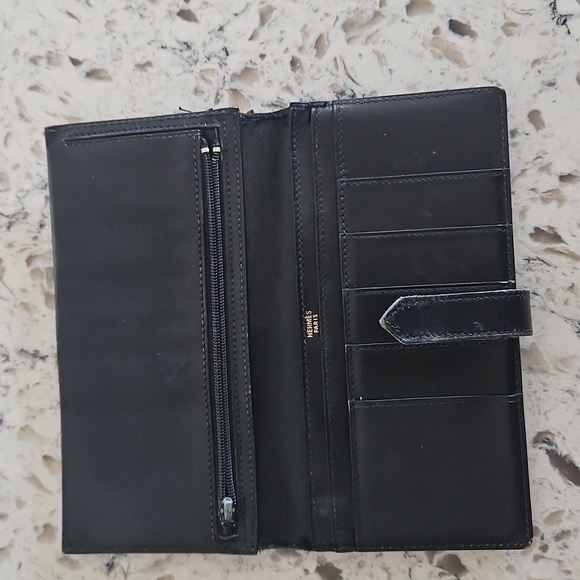 Hermès Calf Black Leather Bean Long Wallet with Dust Bag - Picture 6 of 17